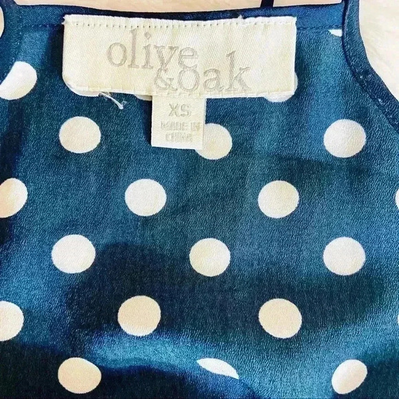 Olive & Oak Blue Polka Dot Sheath Tank Spaghetti Strap Mini Dress Size XS - Picture 2 of 13